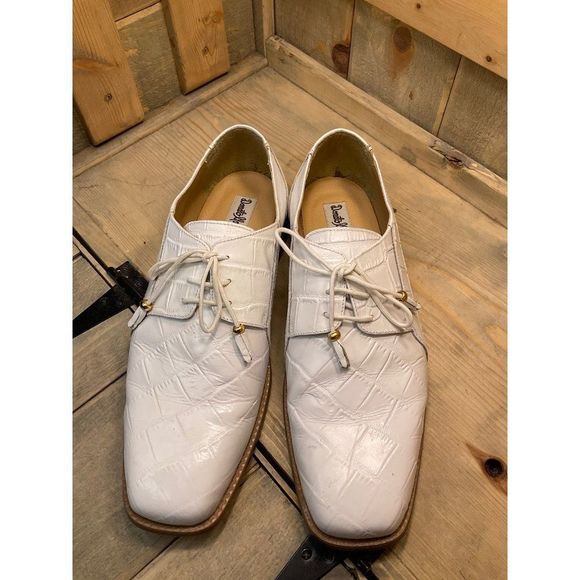 DONATO Marrone Mens White Croc Embossed Leather Oxfords Size 12 Groom - Picture 3 of 9